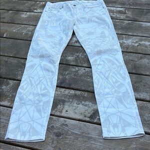 Helmut Lang White/ taupe patterned  Denim size 29